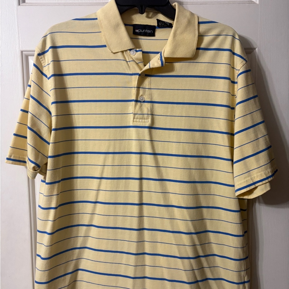Puritan Yellow Polo with Blue Stripes